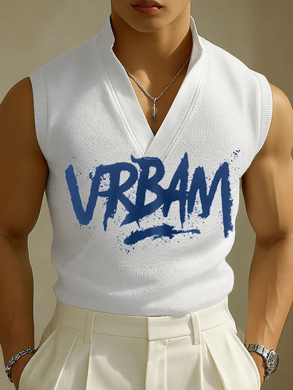 Mens Letter Print Textured Casual Tank SKUL12860