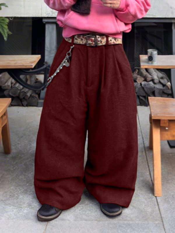 Men's Solid Color Textured Loose Casual Pant SKUL30579