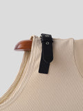 Mens Faux Leather Buckle Design Knit Vest SKUK47077
