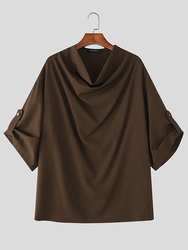 Men's Loose Slouchy Neck Half Sleeve Shirt SKUL38093