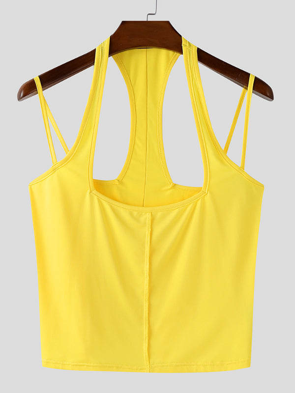 Men's Solid Color Casual Cropped Tank SKUL22292