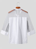 Mens Polka Dot Striped Lace Patchwork Shirt SKUK05466