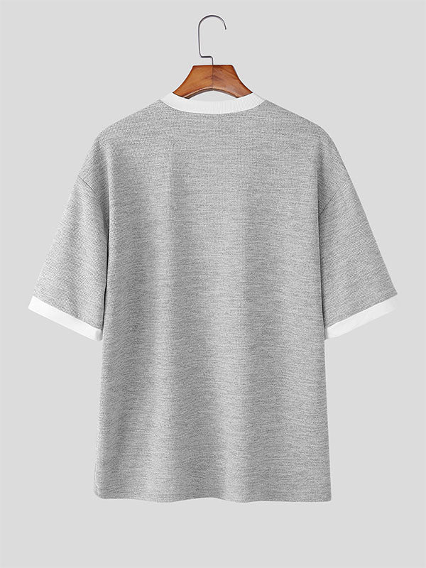 Men's Color Block Plaid Short Sleeve T-Shirt SKUL23973