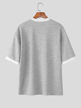 Men's Color Block Plaid Short Sleeve T-Shirt SKUL23973