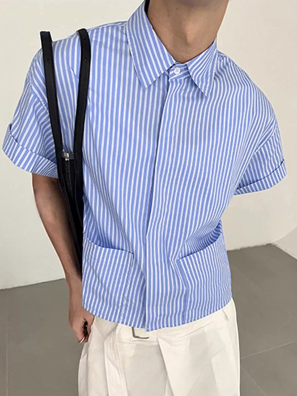 Men's Casual Striped Short Sleeve Shirt SKUL39784