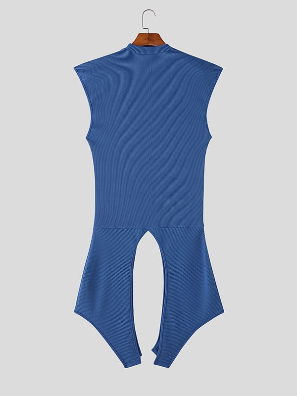 Men's Irregular Hem Textured Crew Neck Tank SKUL43005