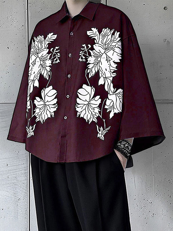 Men's Floral Print Loose Casual Shirt SKUL26091