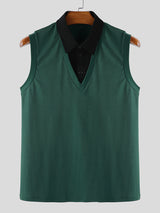 Men's Fake Two Piece Colorblock Knit Tank SKUL20882