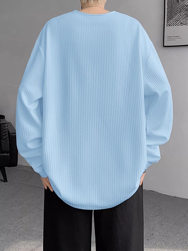 Men's Knit Texture Half Zip Long Sleeve T-Shirt SKUL36582