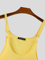 Mens Solid Color Loose Cowl Neck Tank SKUL18998