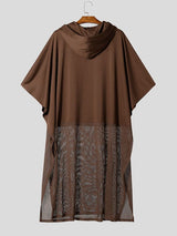 Men's Avant-Garde Darkwear Nightclub Party Sheer Mesh Patchwork Cape Cloak SKUL84578