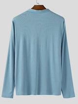 Men's Solid Color Textured Long Sleeve T-Shirt SKUL37696