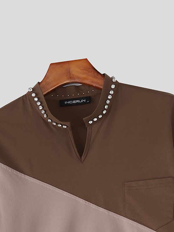 Men's Casual Contrast Long Sleeve T-shirt SKUL50997