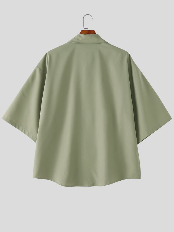 Men's New Chinese Style Asymmetrical Frog Button Shirt SKUL60121