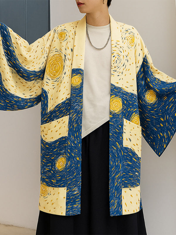 Men's Starry Print Long Sleeve Cardigan SKUL21120