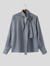 Men's Floral Twist Striped Long Sleeve Shirt SKUL47647