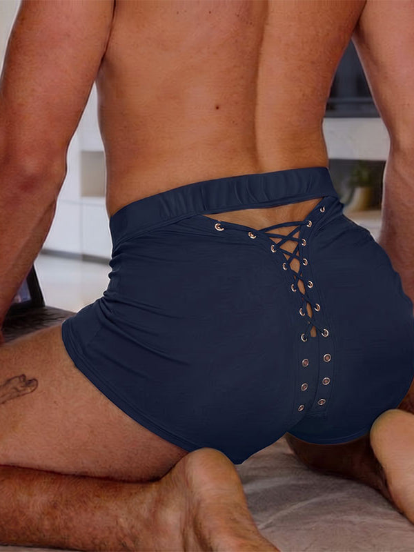 Men's Sexy Avant-Garde Back Lace-Up Cutout Fitted Short SKUL65507