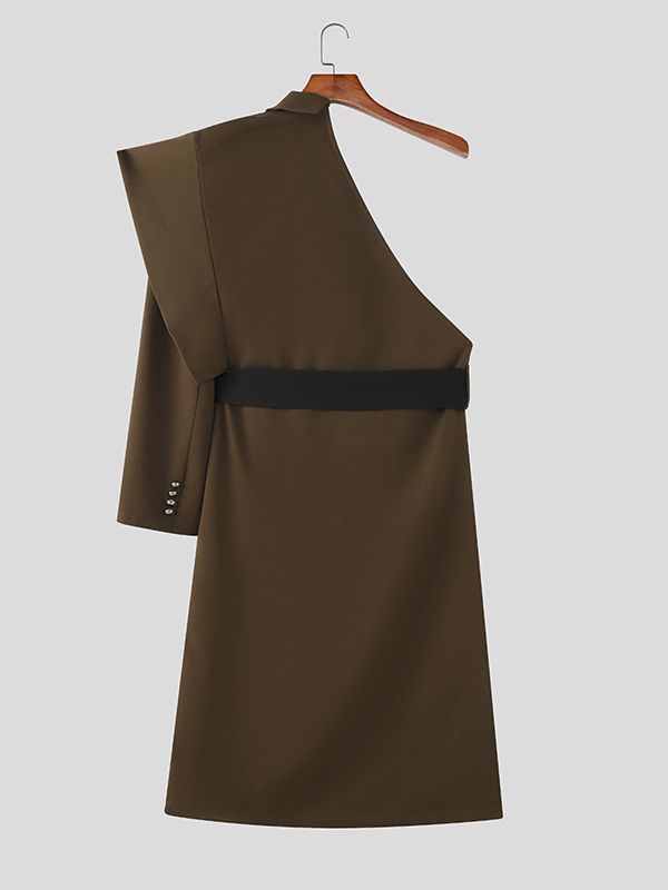 Men's Ruffle Patchwork One Shoulder Casual Blazer SKUL37244