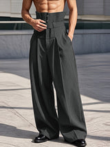 Men's Avant-Garde Party Corset High Waist Pleated Wide Leg Full Length Pant SKUL80621