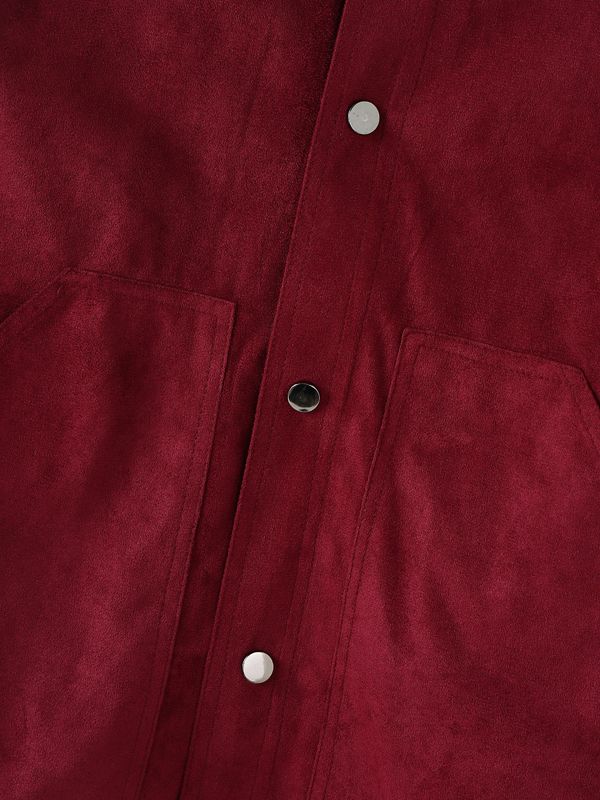 Men's Faux Suede Loose Cropped Long Sleeve Jacket SKUL33858