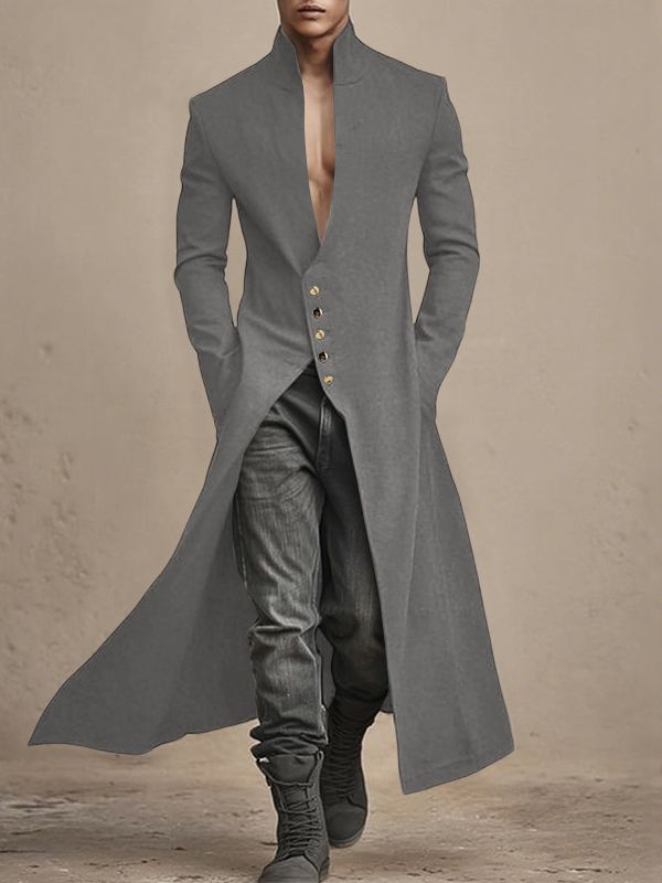 Men's Solid Color Deconstructed Long Hem Cardigan SKUL35271