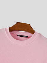 Mens Solid Color Textured Drawstring Short Sleeve T-Shirt SKUL16850