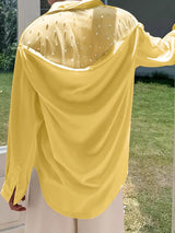 Men's Back Sheer Mesh Patchwork Long Sleeve Shirt SKUL27369