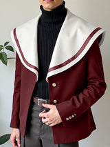 Men's Colorblock Sailor Collar Long Sleeve Jacket SKUL27430
