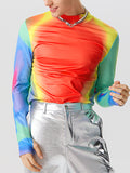 Mens Tie Dye Half-Collar Knit T-Shirt SKUK05912