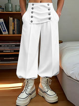 Men's Solid Color Double Breasted Wide Leg Pant SKUL46010