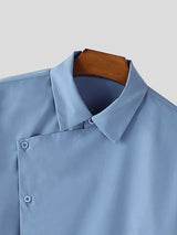 Men's Minimalist Asymmetrical Placket Long Sleeve Shirt SKUL45277