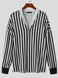 Mens Striped Button Up Long Sleeve Shirt SKUK49128