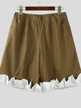 Men's Ruffled Patchwork Striped Casual Short SKUL34026