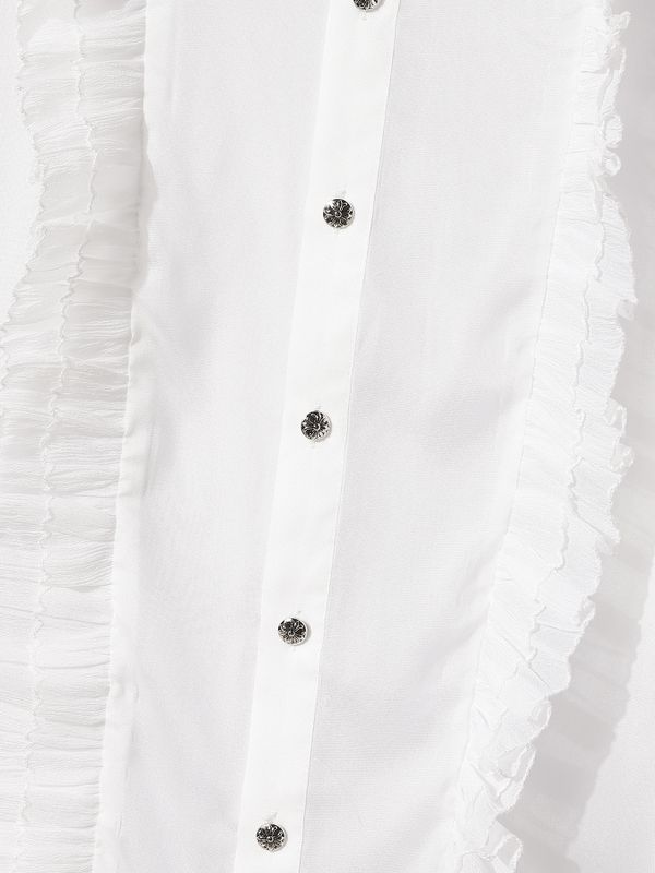 Men's Victorian Romance Sheer Chiffon Ruffled Mandarin Collar Shirt SKUL79733