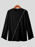Mens Solid Zip Front Knit T-Shirt SKUK04201