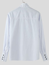 Men's Striped Irregular Long Sleeve Shirt SKUL36393