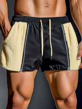 Men's Colorblock Plush Casual Short SKUL23639