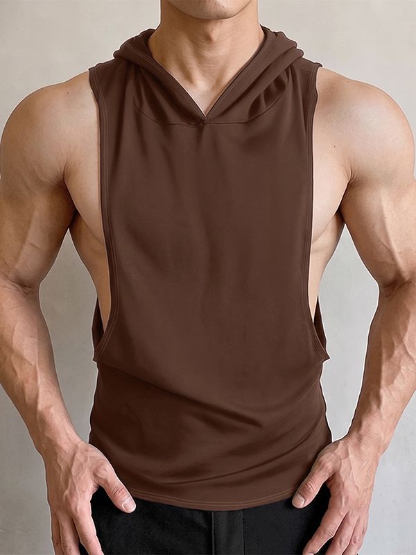 Men's Athletic Extreme Drop Armhole Hooded Fit Tank SKUL77446