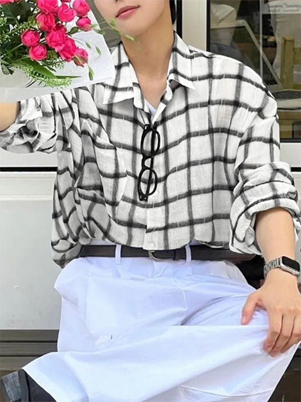 Men's Plaid Casual Long Sleeve Shirt SKUL23760