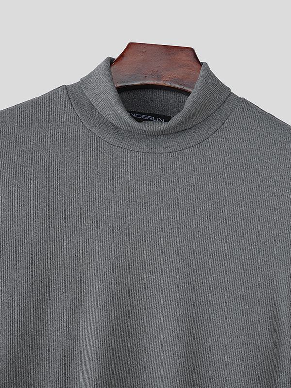 Men's Slim Fit Base Layer High Neck Long Sleeve T-Shirt SKUL35287