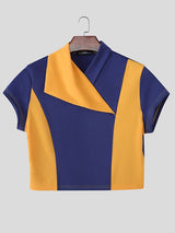 Men's Contrast Knit Cropped Short Sleeve T-shirt SKUL54034