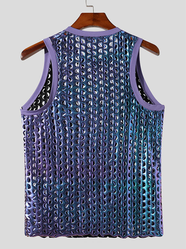 Mens Ombre Metallic Hollow Out Sleeveless Vest SKUK10285
