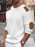 Mens Patched Patchwork Crew Neck Pullover Sweater SKUK41410