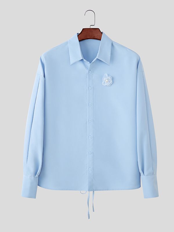 Men's 3D Floral Patchwork Long Sleeve Shirt SKUL47785