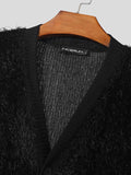 Mens Solid Button Front Casual Plush Cardigan SKUK40031