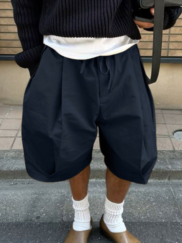 Mens Solid Color Wide-Leg Casual Short SKUL20175