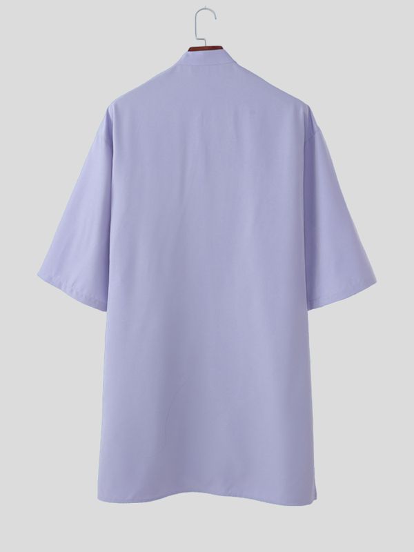 Men's Casual Frog Button Half Sleeve Shirt SKUL52004