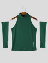 Men's Rib-Knit Mock Neck Halter T-shirt SKUL56679