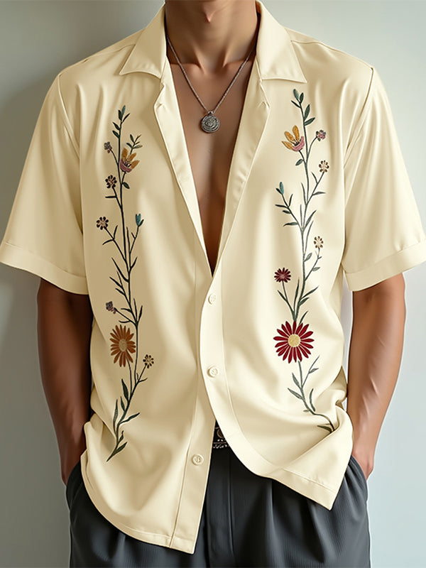 Mens Floral Print Casual Short-Sleeve Shirt SKUL07587