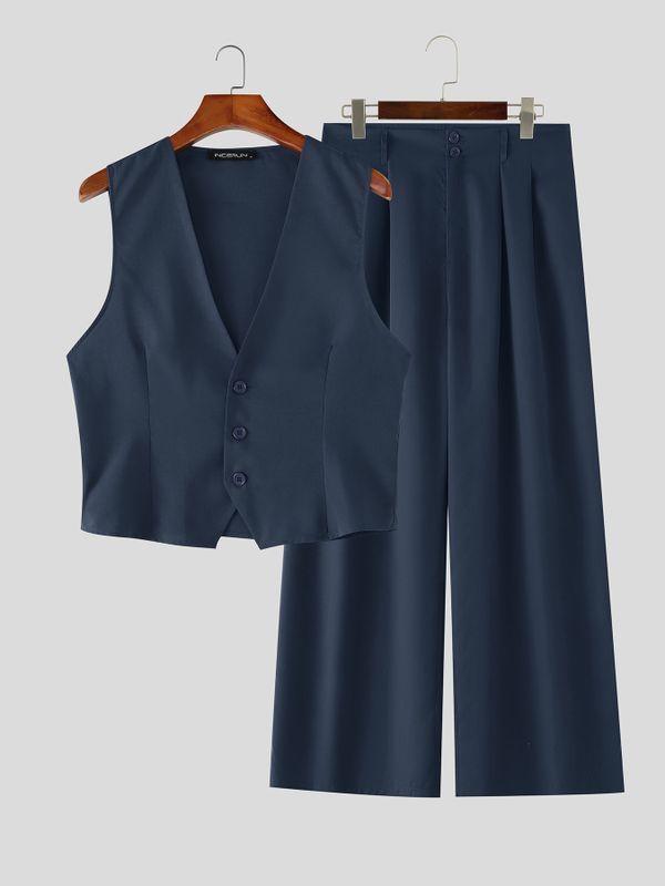 Men's Old Money Vintage Tailored Waistcoat Two Pieces Outfit SKUL75527